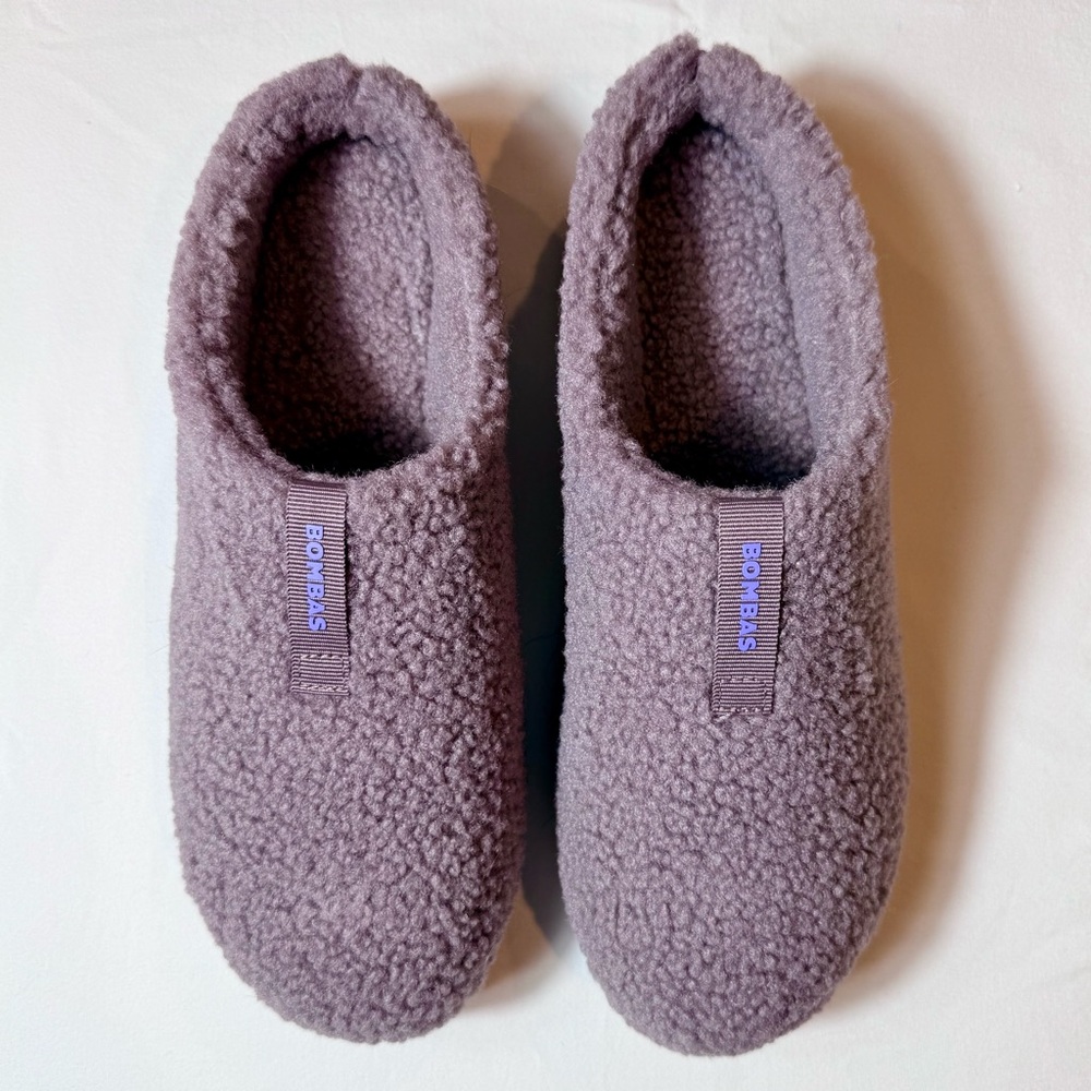 Bombas Sunday Slippers Womens 10 Dusty Purple Sherpa Memory Foam Rubber Sole - Picture 3 of 6
